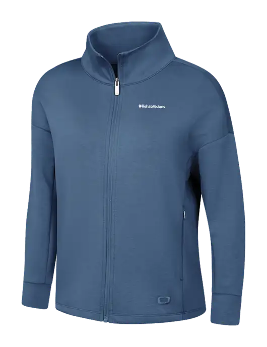 OGIO Womens Light Slate Blue Transcend Full-Zip w/RehabVisions Logo