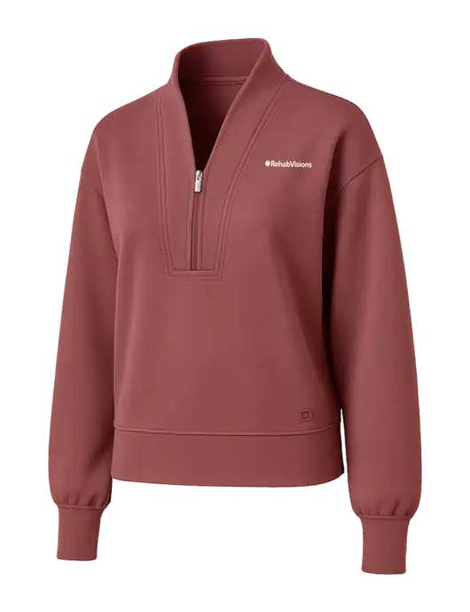 OGIO Womens Soft Maroon Transcend 1/4-Zip w/RehabVisions Logo