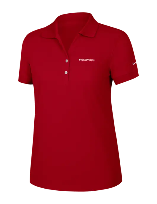 Nike Womens Dri-FIT Classic Red Polo w/RehabVisions Logo