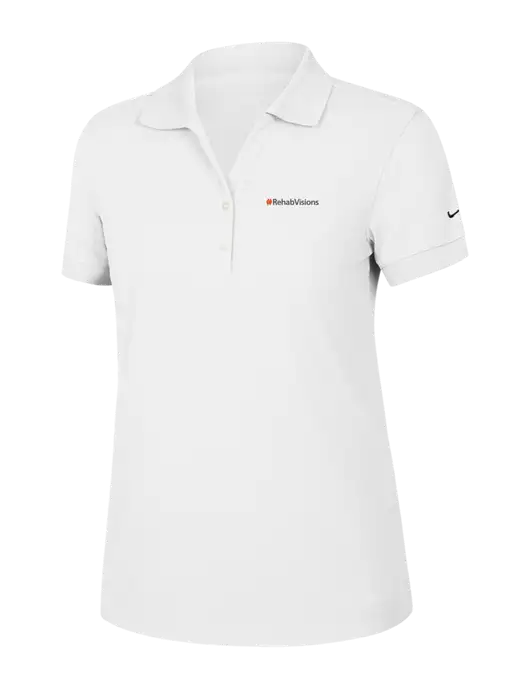 Nike Womens Dri-FIT Classic White Polo w/RehabVisions Logo