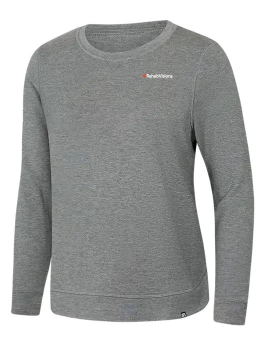 TravisMathew Womens Light Grey Heather Lightweight Long Weekend Crew w/RehabVisions Logo
