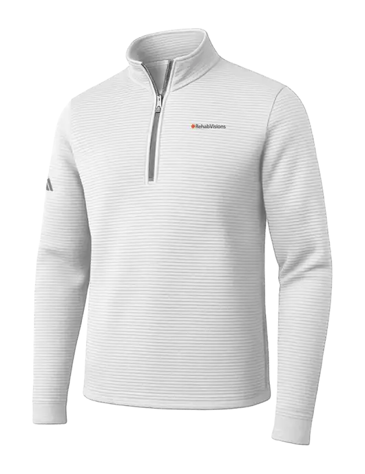 Adidas White Spacer Quarter-Zip Pullover w/RehabVisions Logo