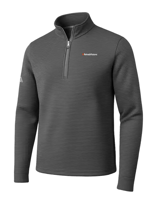 Adidas Medium Grey Spacer Quarter-Zip Pullover w/RehabVisions Logo