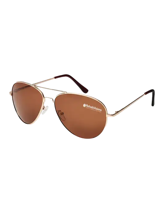 Aviator Coffee Brown with Gold Sunglasses  w/RehabVisions Logo
