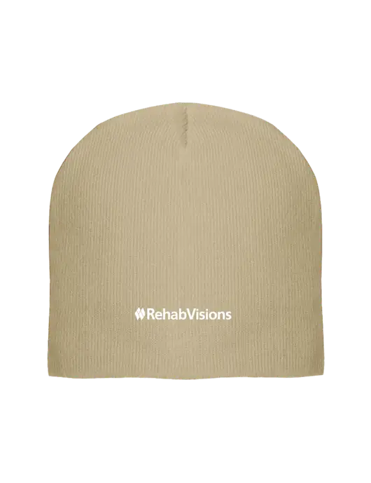 Solid Tan Element Knit Beanie w/RehabVisions Logo