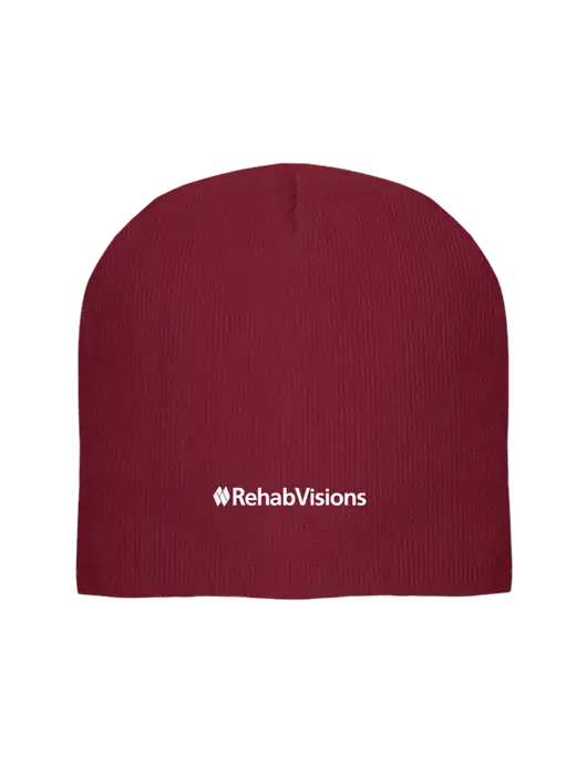 Solid Cardinal Element Knit Beanie w/RehabVisions Logo