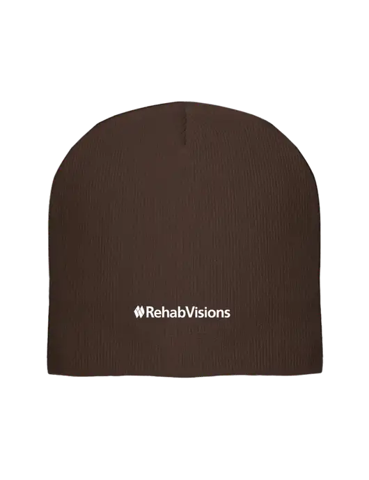 Solid Brown Element Knit Beanie w/RehabVisions Logo