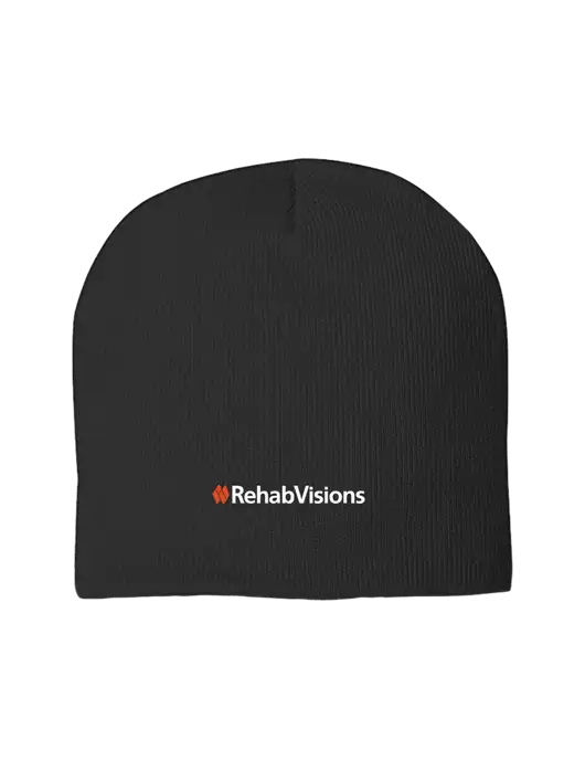 Solid Black Element Knit Beanie w/RehabVisions Logo