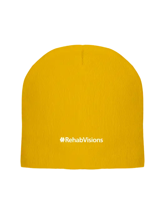 Solid Yellow Gold Element Knit Beanie w/RehabVisions Logo