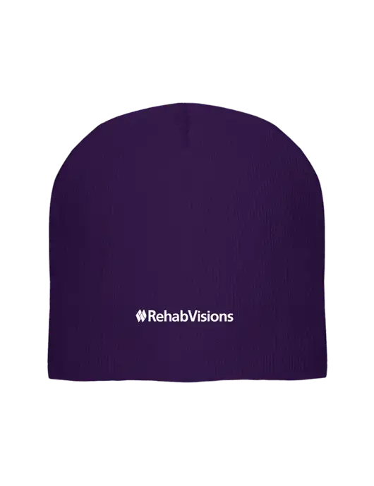 Solid Purple Element Knit Beanie w/RehabVisions Logo