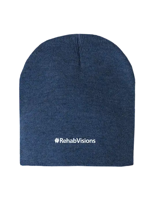 Dark Royal Heather Element Knit Beanie w/RehabVisions Logo