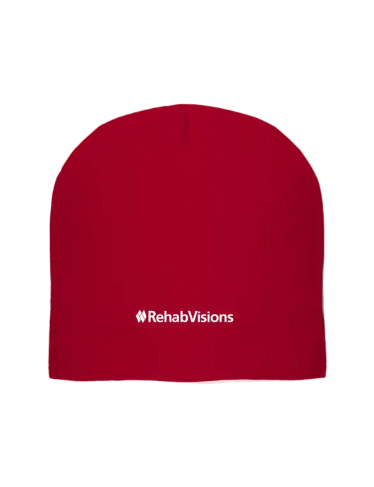 Solid Red Element Knit Beanie w/RehabVisions Logo