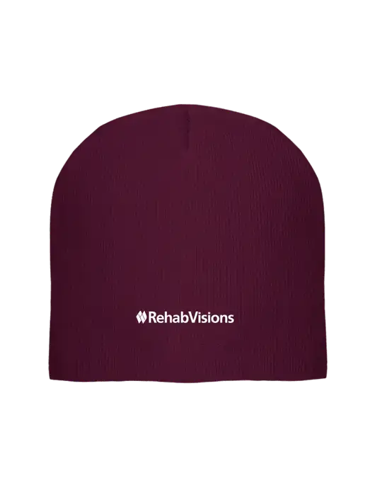 Solid Maroon Element Knit Beanie w/RehabVisions Logo