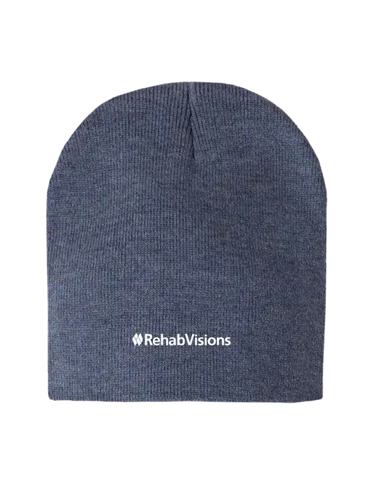 Navy Heather Element Knit Beanie w/RehabVisions Logo