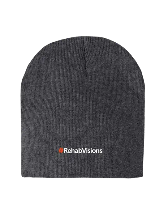 Charcoal Heather Element Knit Beanie w/RehabVisions Logo