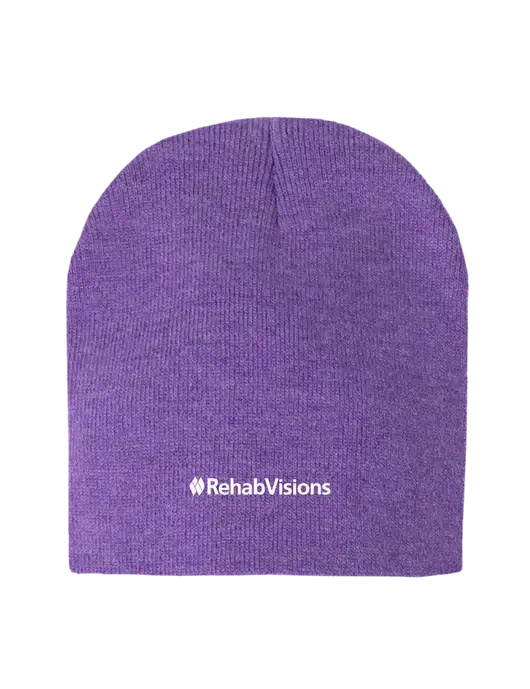 Purple Heather Element Knit Beanie w/RehabVisions Logo