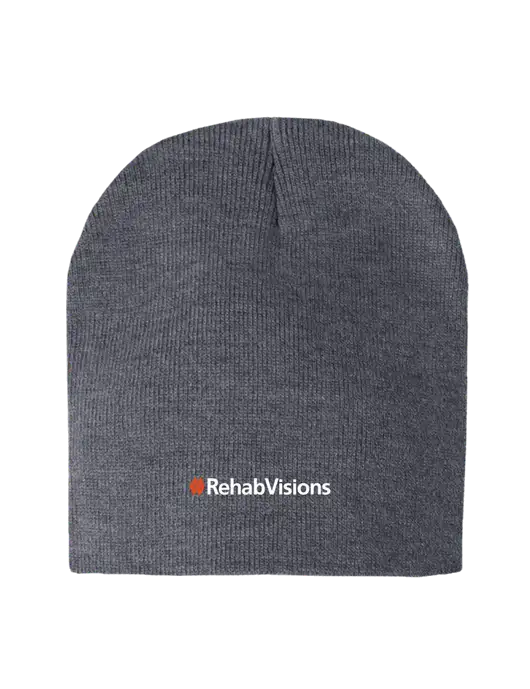 Dark Grey Heather Element Knit Beanie w/RehabVisions Logo