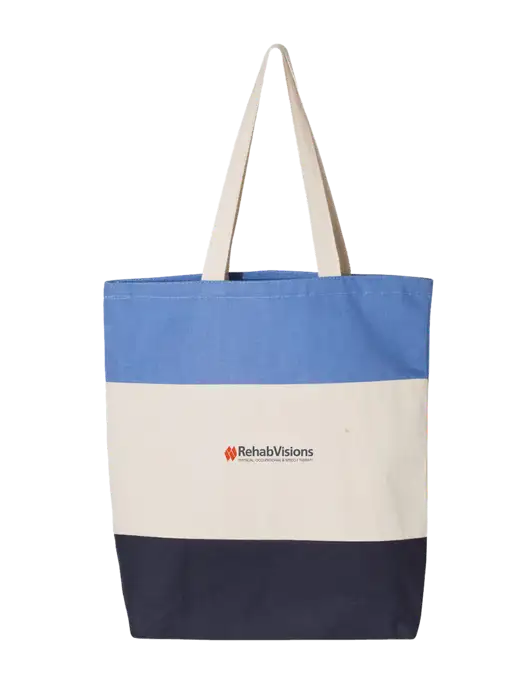 Light Blue/Natural/Navy Tri-Color Tote  w/RehabVisions Logo