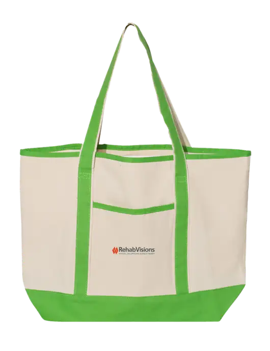 Natural/Light Kelly Large Canvas Deluxe Tote w/RehabVisions Logo