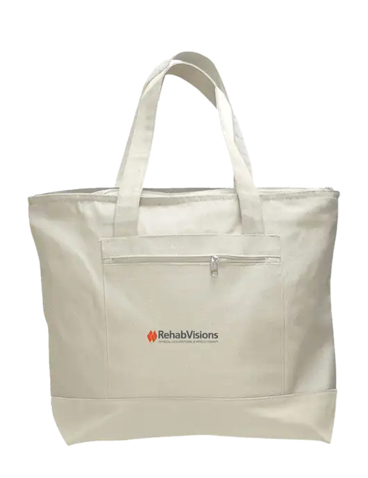 Natural Zippered Tote  w/RehabVisions Logo