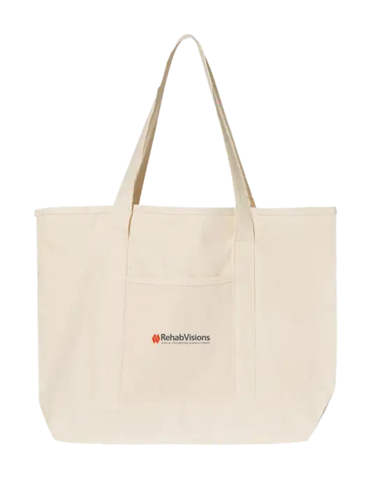 Natural Large Canvas Deluxe Tote w/RehabVisions Logo