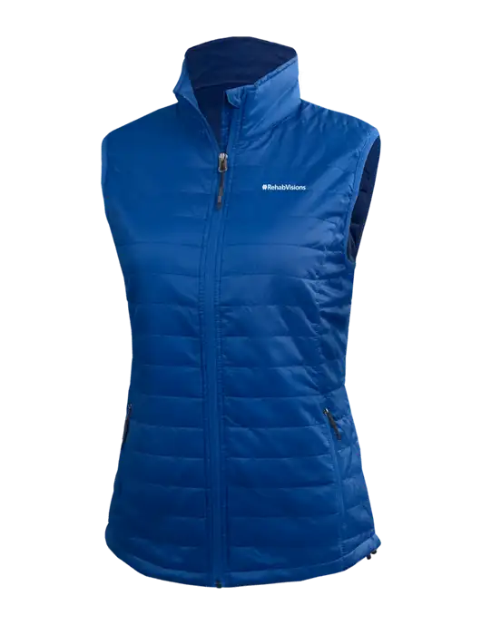 Womens Packable Royal Puffy Vest w/RehabVisions Logo
