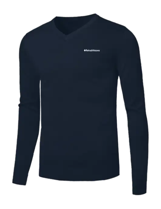 Brooks Brothers Navy Washable Merino V-Neck Sweater w/RehabVisions Logo