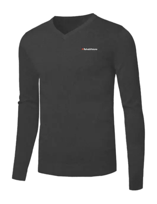 Brooks Brothers Medium Grey Heather Washable Merino V-Neck Sweater w/RehabVisions Logo