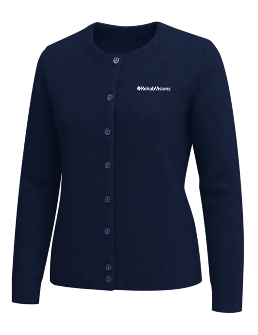 Brooks Brothers Womens Navy Washable Merino Cardigan Sweater w/RehabVisions Logo