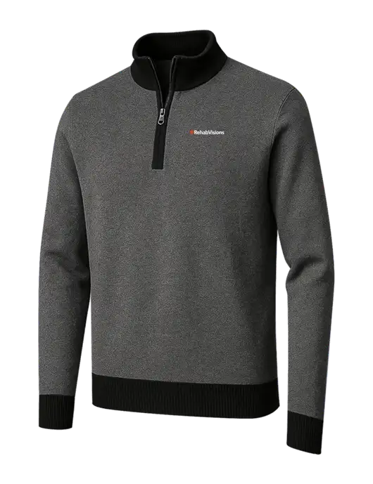 Brooks Brothers Black/Dark Grey Washable Merino Birdseye 1/4-Zip Sweater w/RehabVisions Logo