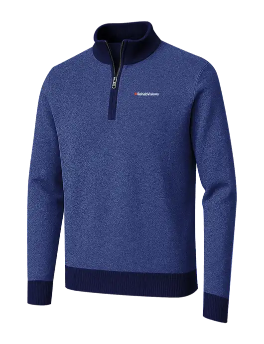 Brooks Brothers Navy/Dark Royal Washable Merino Birdseye 1/4-Zip Sweater w/RehabVisions Logo