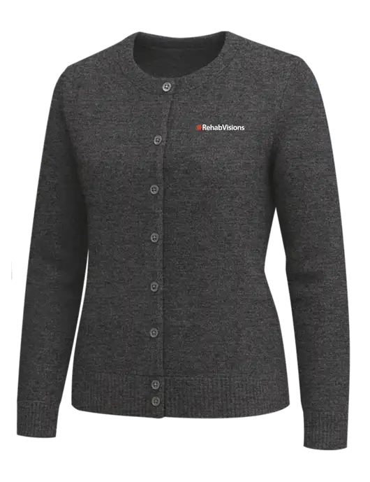 Brooks Brothers Womens Dark Grey Heather Washable Merino Cardigan Sweater w/RehabVisions Logo