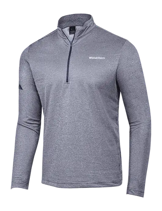 Adidas Navy Melange Space Dyed Quarter-Zip Pullover w/RehabVisions Logo