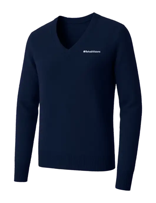 Brooks Brothers Womens Navy Washable Merino V-Neck Sweater w/RehabVisions Logo