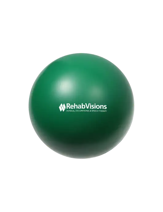 Medium Dark Green Stress Reliever Ball w/RehabVisions Logo
