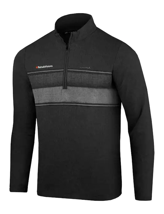 TravisMathew Black Balboa Chest Stripe Quarter Zip w/RehabVisions Logo