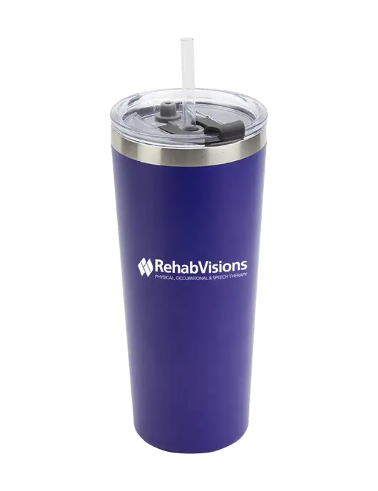 Brighton Blue 20 oz Insulated Tumbler & Straw w/RehabVisions Logo