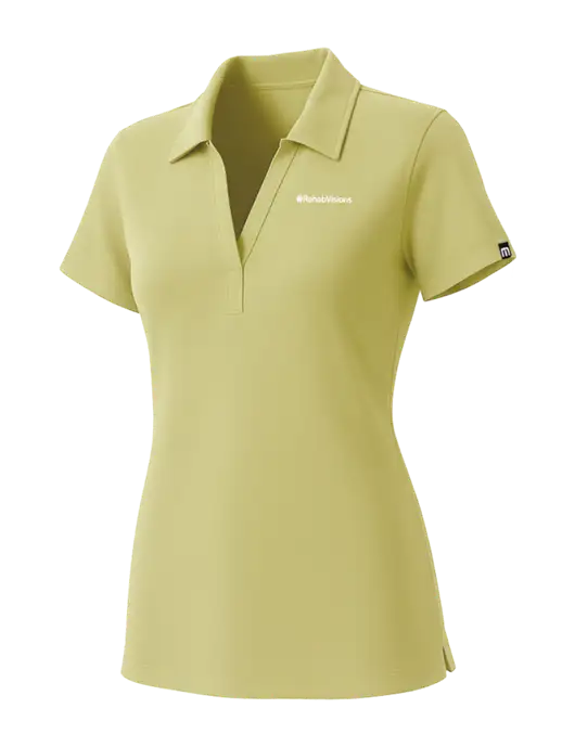 TravisMathew Womens Light Yellow Glenview Solid Polo w/RehabVisions Logo