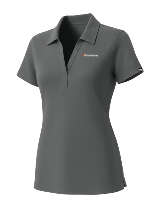 TravisMathew Womens Grey Glenview Solid Polo w/RehabVisions Logo