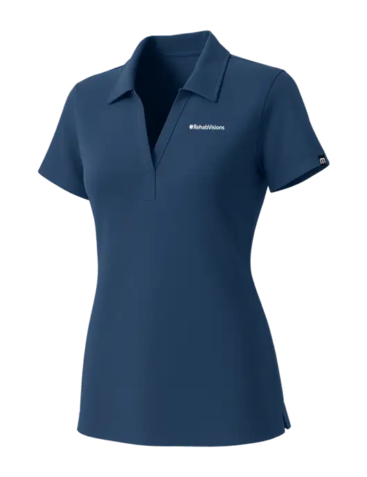 TravisMathew Womens Sapphire Medium Dark Glenview Solid Polo w/RehabVisions Logo