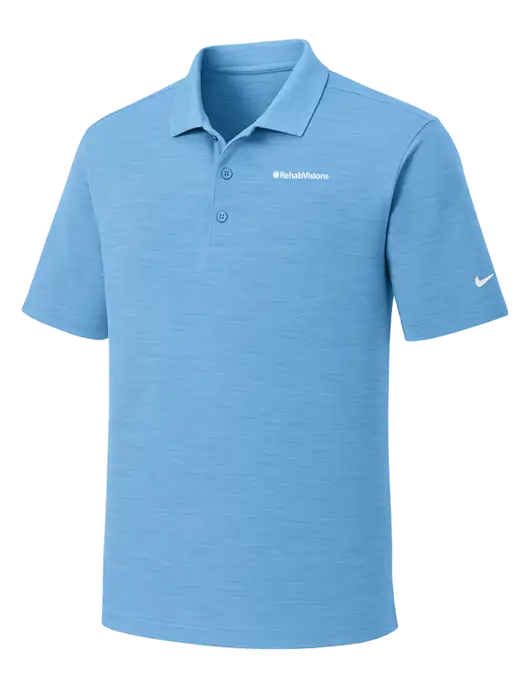 Nike Dri-FIT Light Blue Striated Polo w/RehabVisions Logo