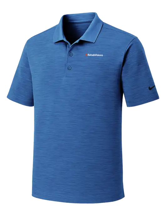 Nike Dri-FIT Royal Striated Polo w/RehabVisions Logo