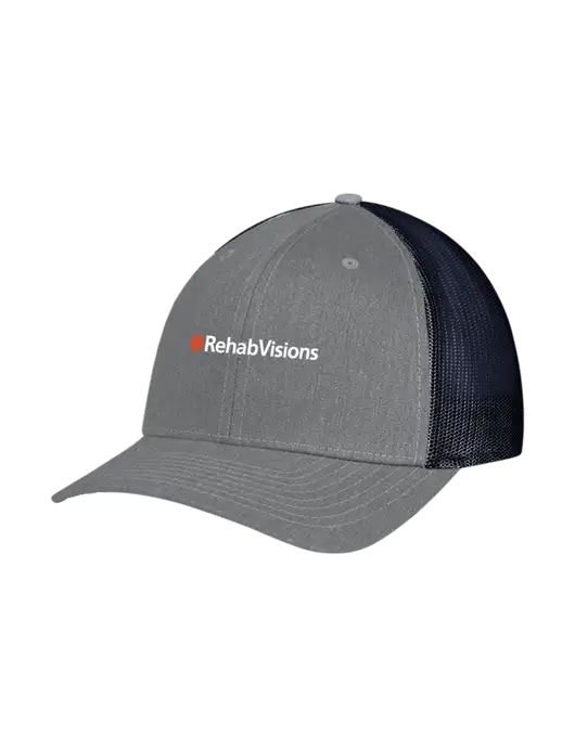 Richardson Adjustable Snapback Original 112 Trucker Cap Heather Grey w/Navy Mesh w/RehabVisions Logo
