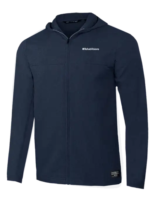TravisMathew Dark Heather Navy Balboa Hooded Full-Zip Jacket w/RehabVisions Logo