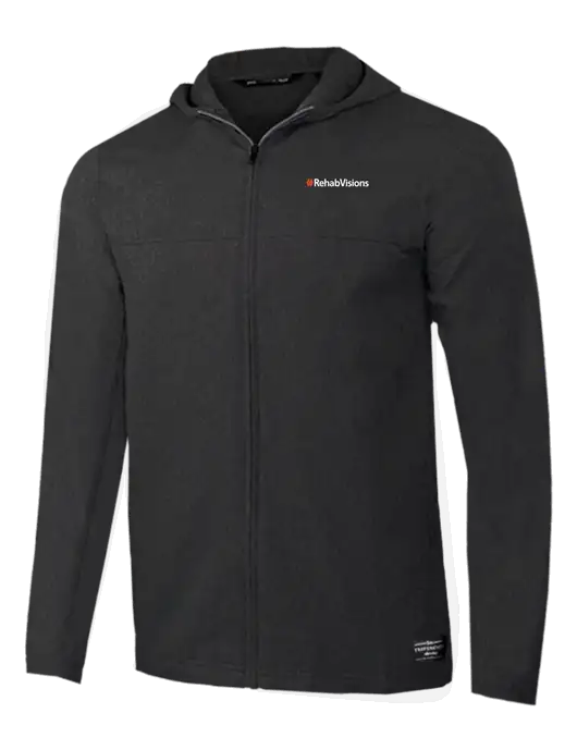 TravisMathew Dark Heather Grey Balboa Hooded Full-Zip Jacket w/RehabVisions Logo