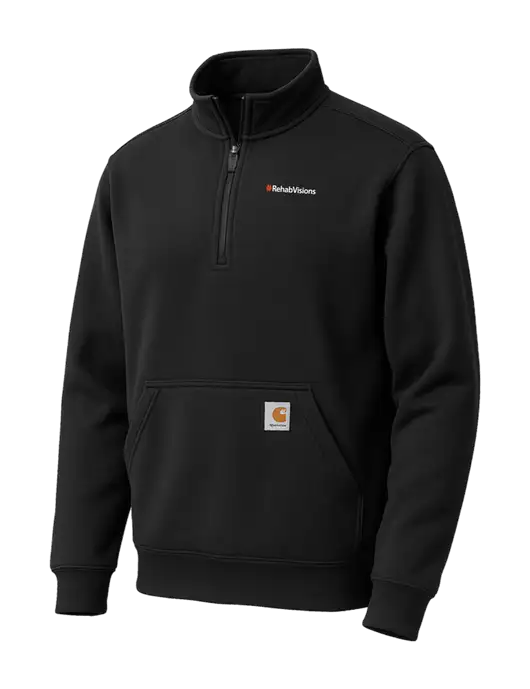 Carhartt Black Midweight 1/4-Zip Mock Neck Sweatshirt w/RehabVisions Logo