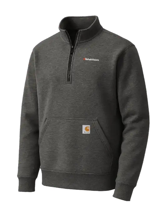 Carhartt Very Dark Heather Grey Midweight 1/4-Zip Mock Neck Sweatshirt w/RehabVisions Logo
