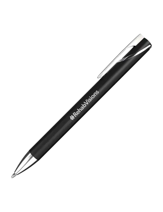 Black/Chrome HyperNova Ballpoint Pen - Black Ink w/RehabVisions Logo