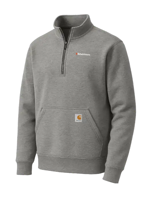 Carhartt Medium Heather Grey Midweight 1/4-Zip Mock Neck Sweatshirt w/RehabVisions Logo