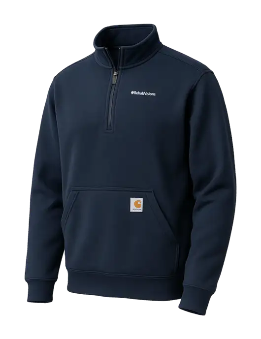 Carhartt Dark Navy Midweight 1/4-Zip Mock Neck Sweatshirt w/RehabVisions Logo